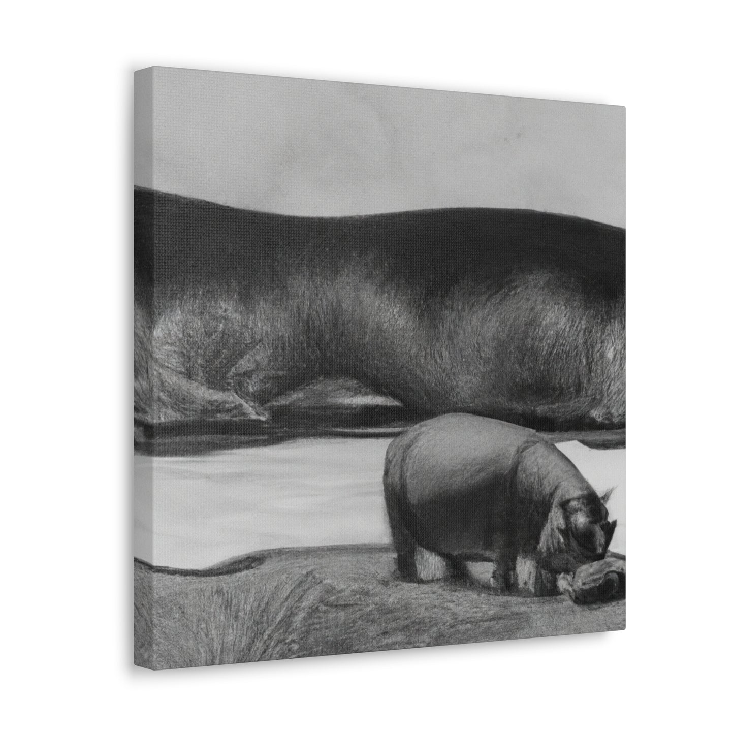 Hippo in the River - Canvas