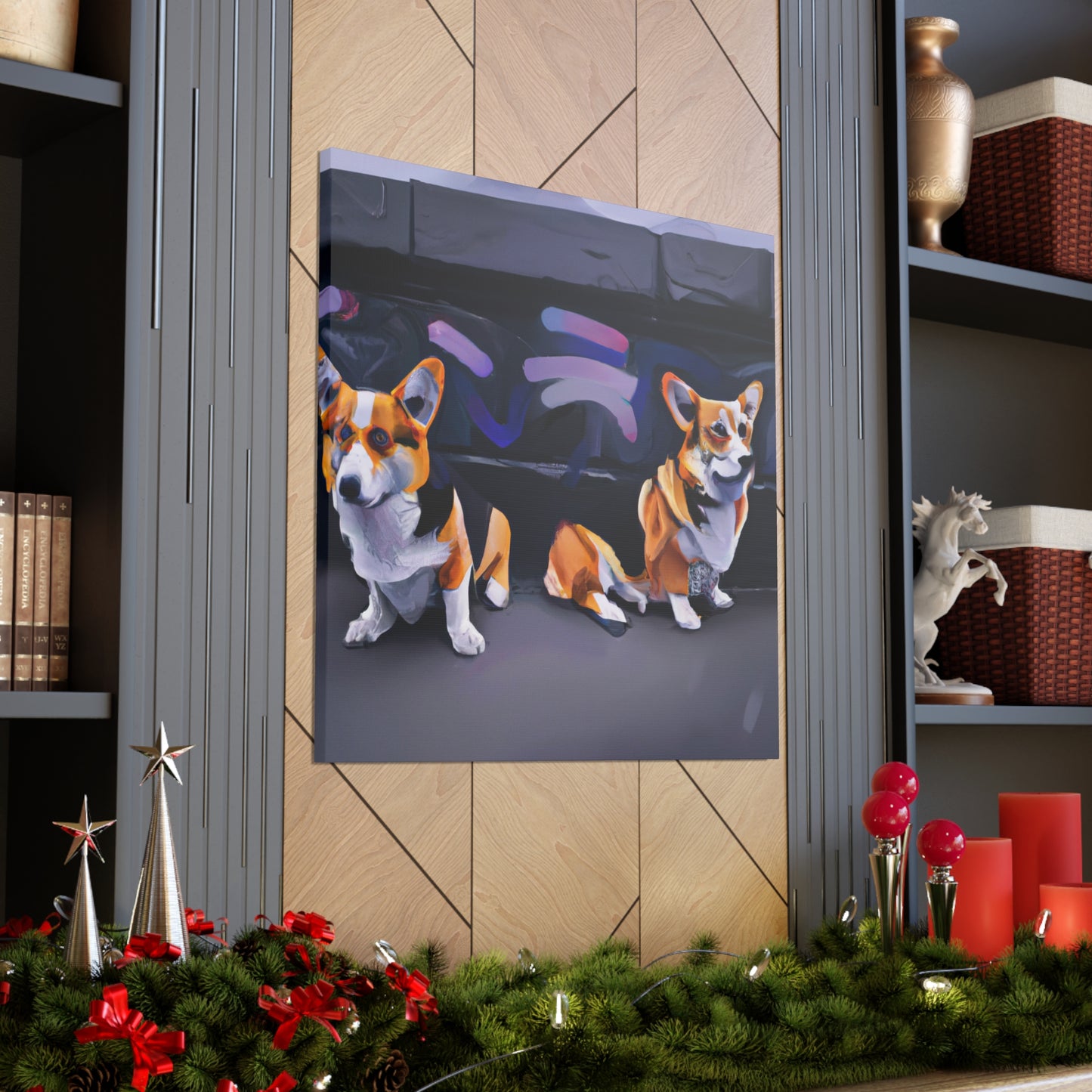 Corgis in Motion. - Canvas