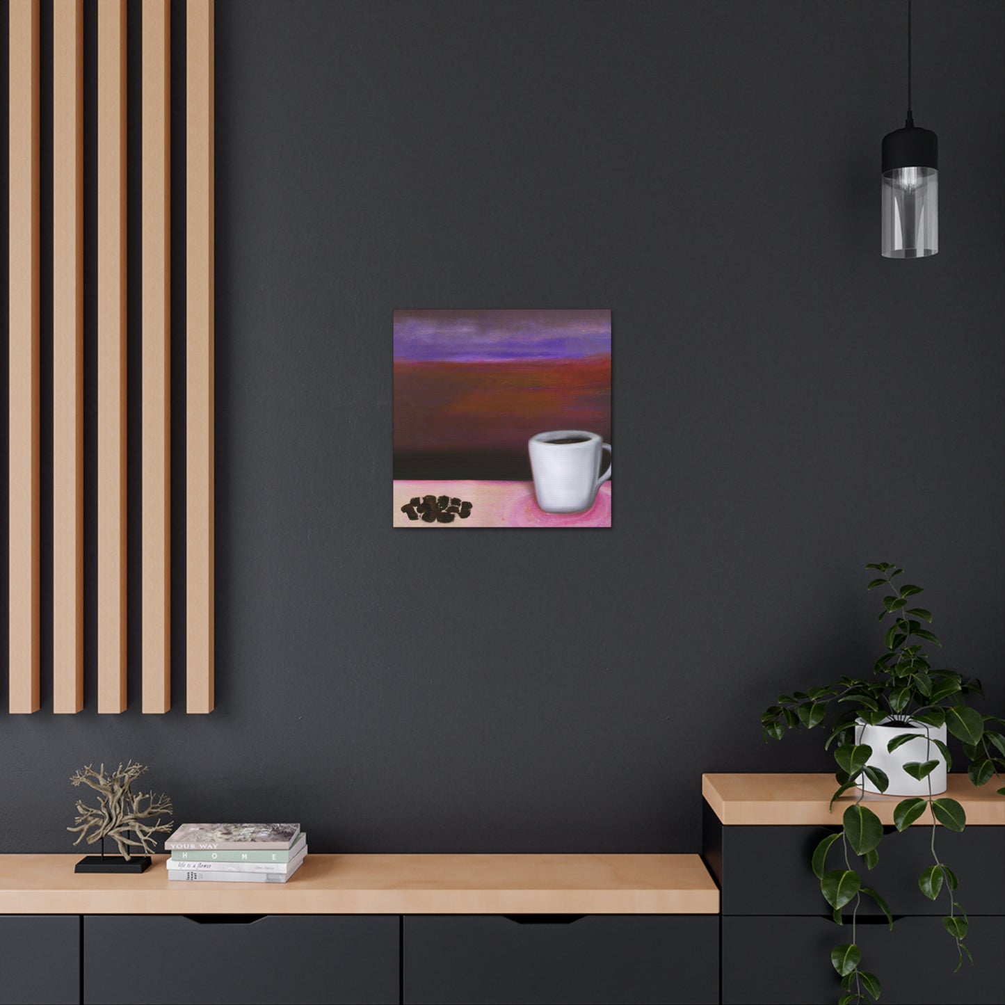 Coffee in Moonlight Scene - Canvas