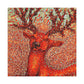 "Reindeer Pointillism Scene" - Canvas