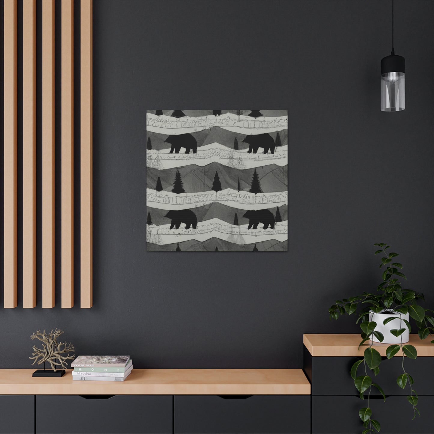 "Black Bear in Deco" - Canvas