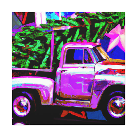 "Festive Vintage Delivery Truck" - Canvas