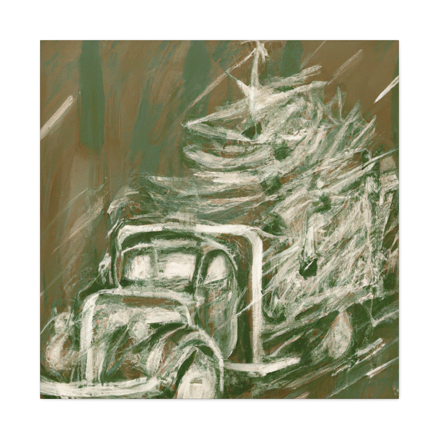 "Christmas Tree Truck Dashing" - Canvas