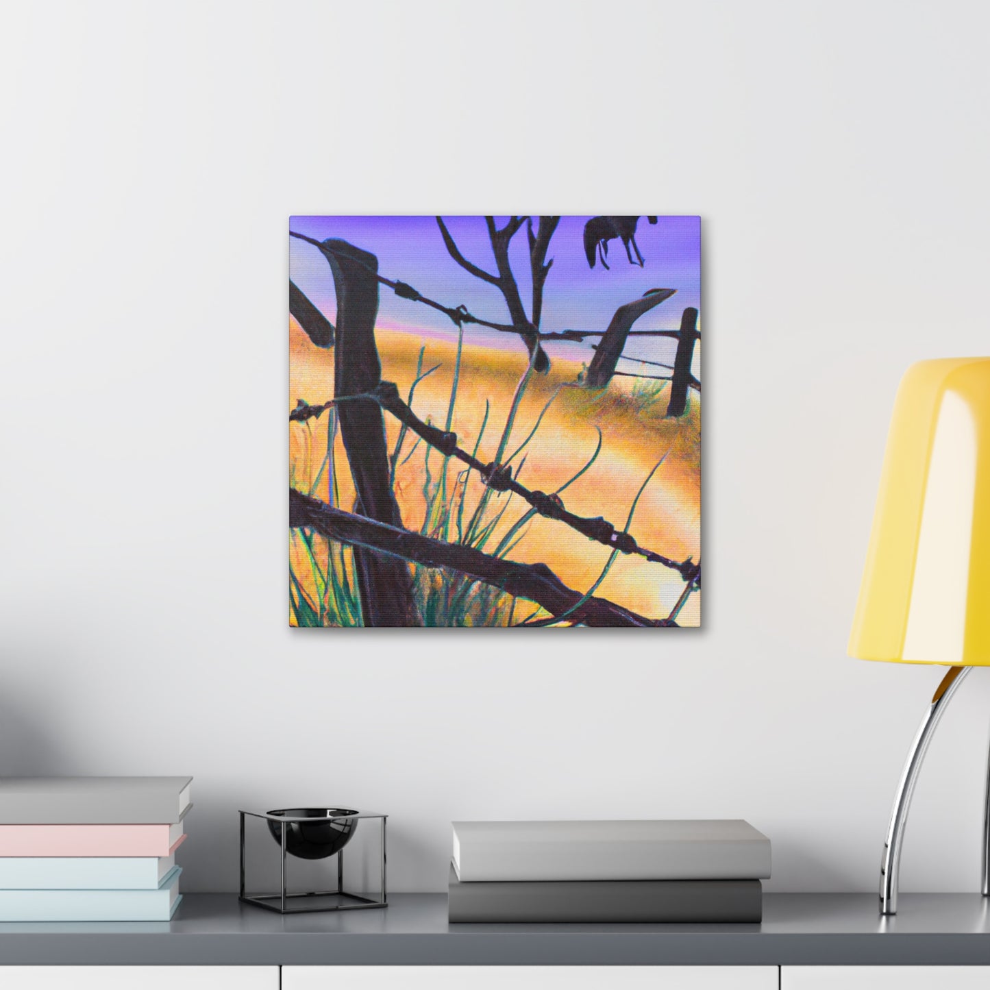 "Barbed Wire Fence Scene" - Canvas