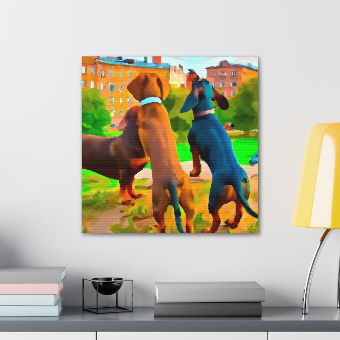 "Dappled Dachshund Delight" - Canvas