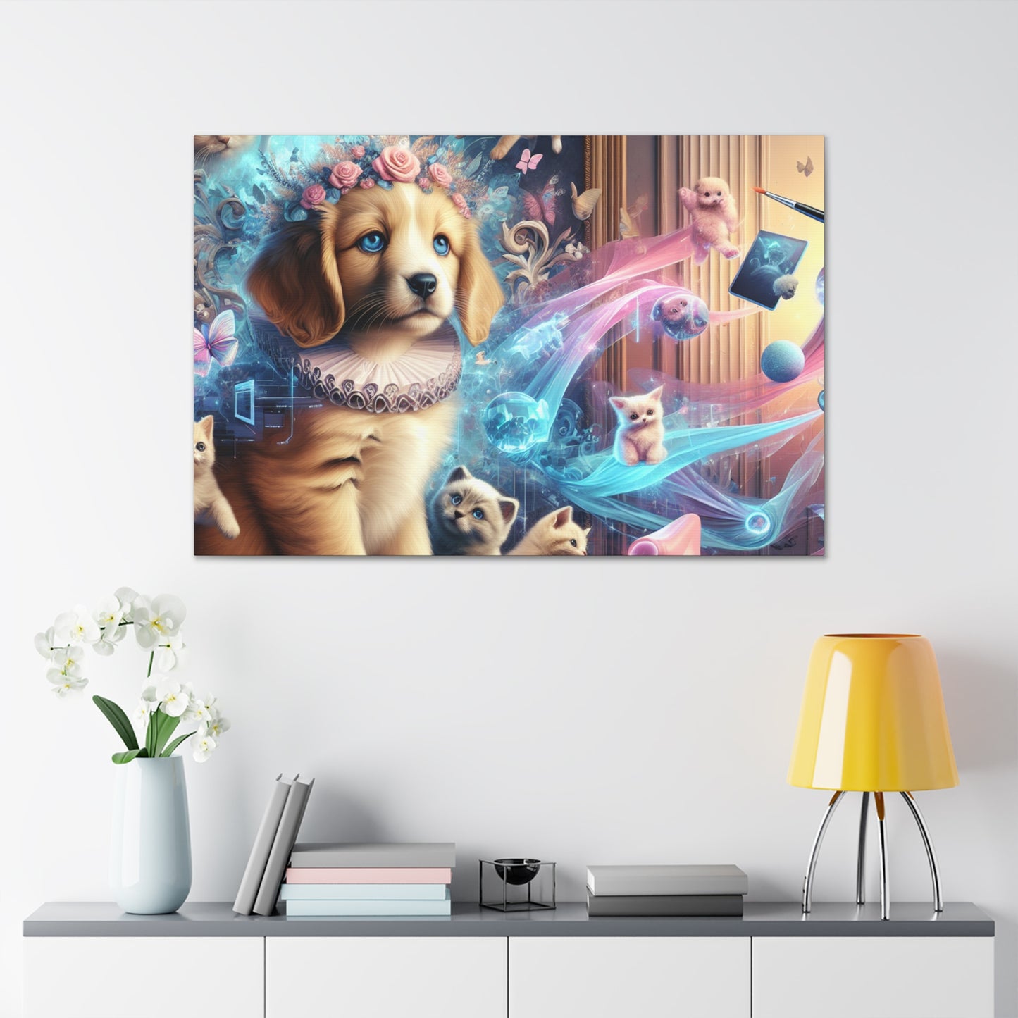 "Purring Playful Companions" - Canvas