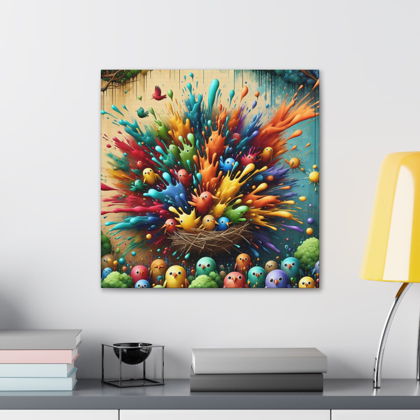 Feathered Fantasia: Avian Harmony - Canvas