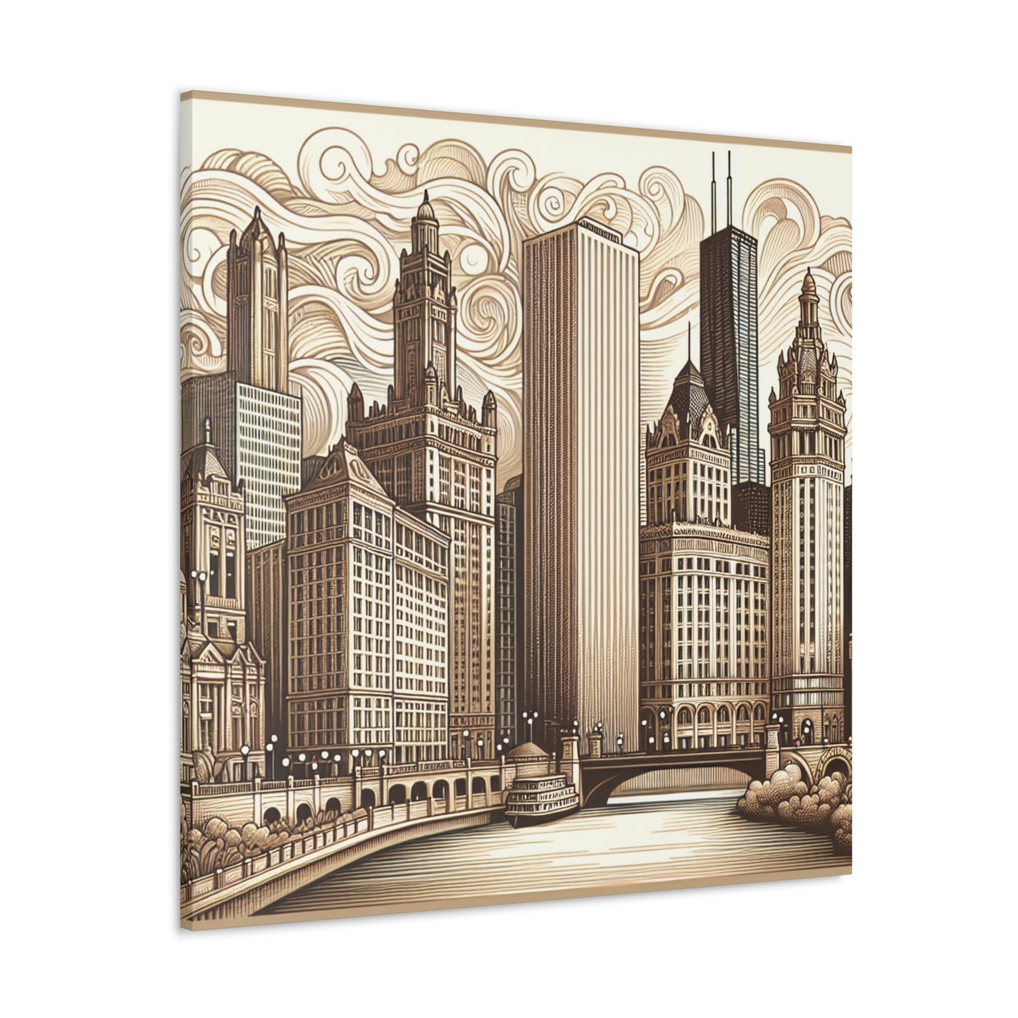 "Cityscape Symphony: Renaissance Chicago" - Canvas