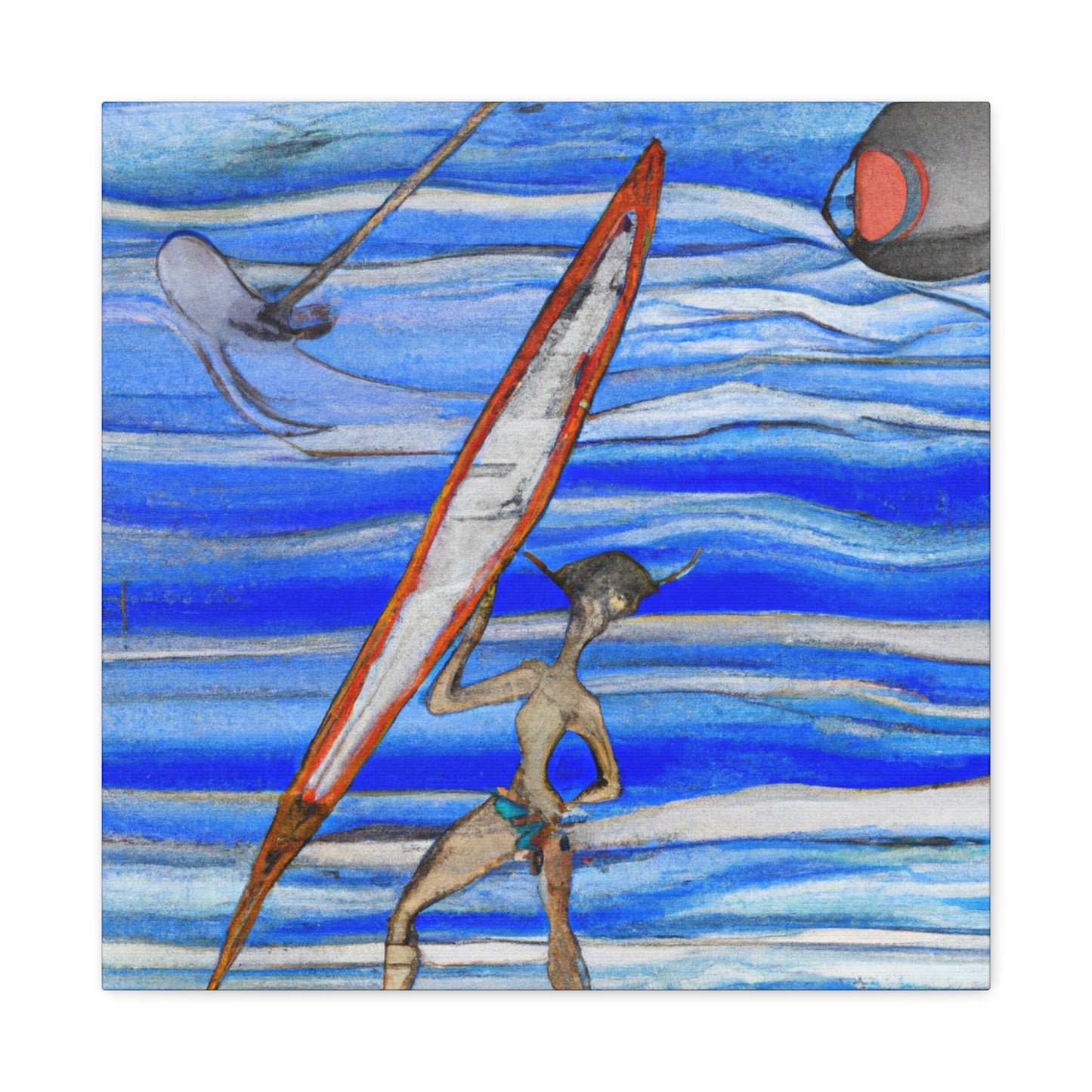 Surfers Ride the Wave - Canvas