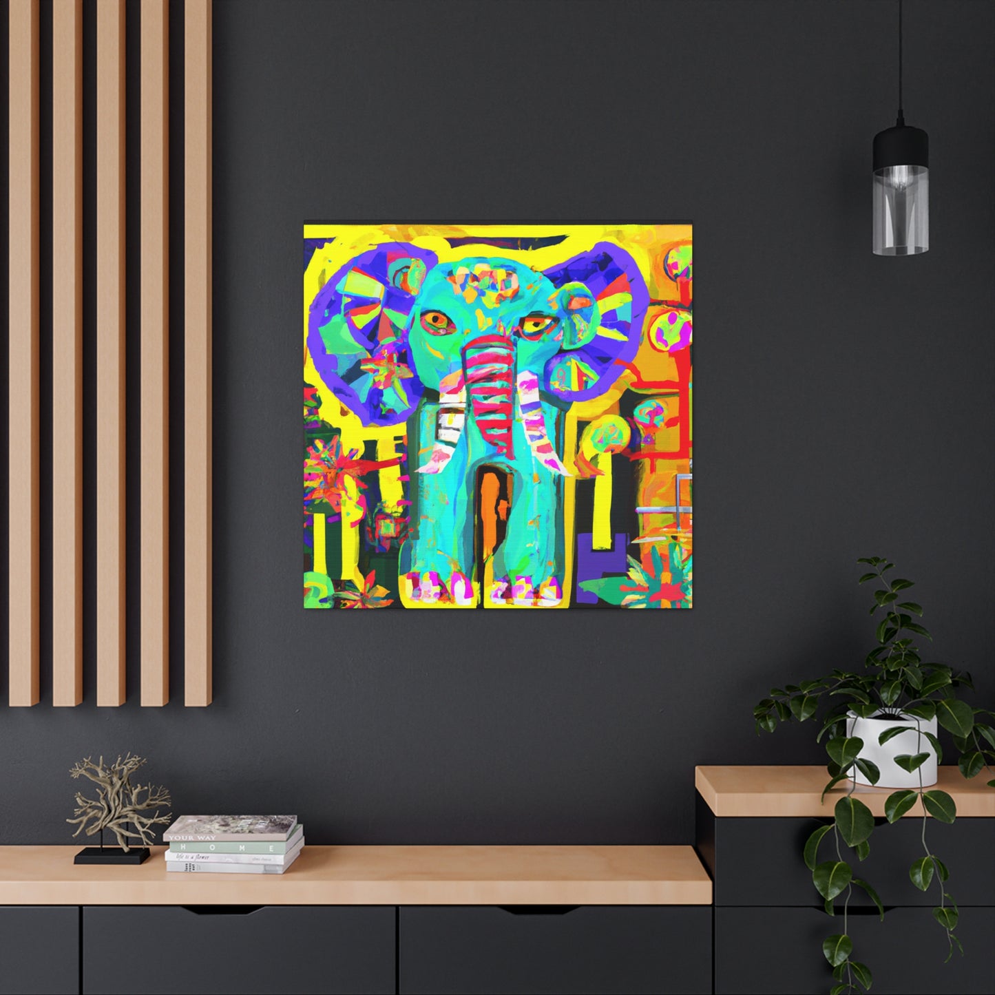 "Elephant in Moonlight Glade" - Canvas