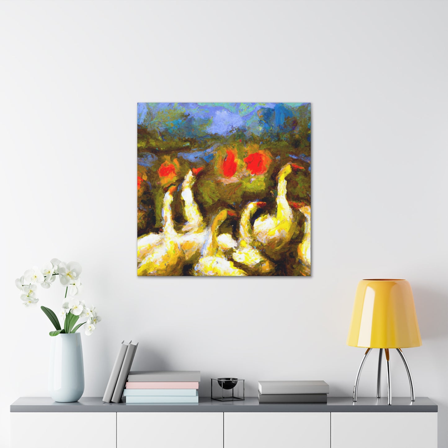 Geese on the Lake - Canvas