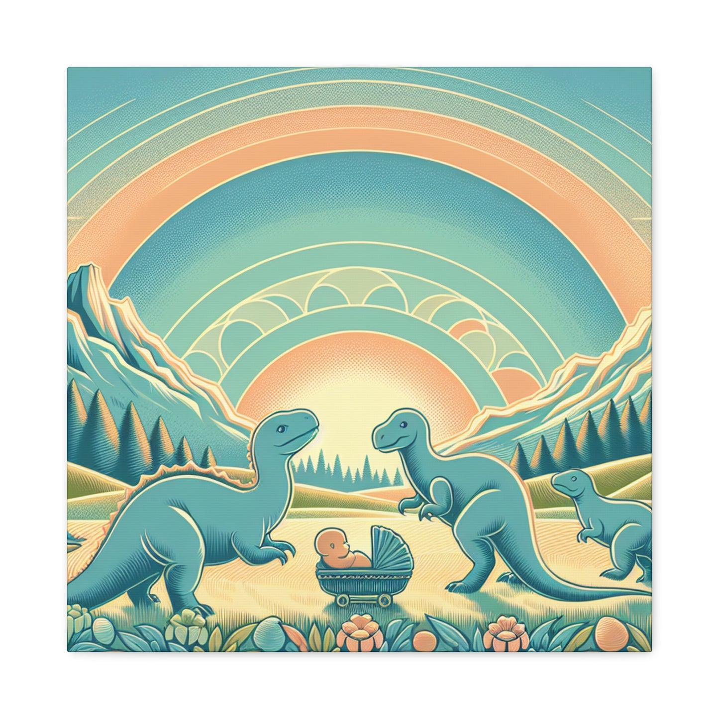 Pastel Prehistoric Paradise - Canvas