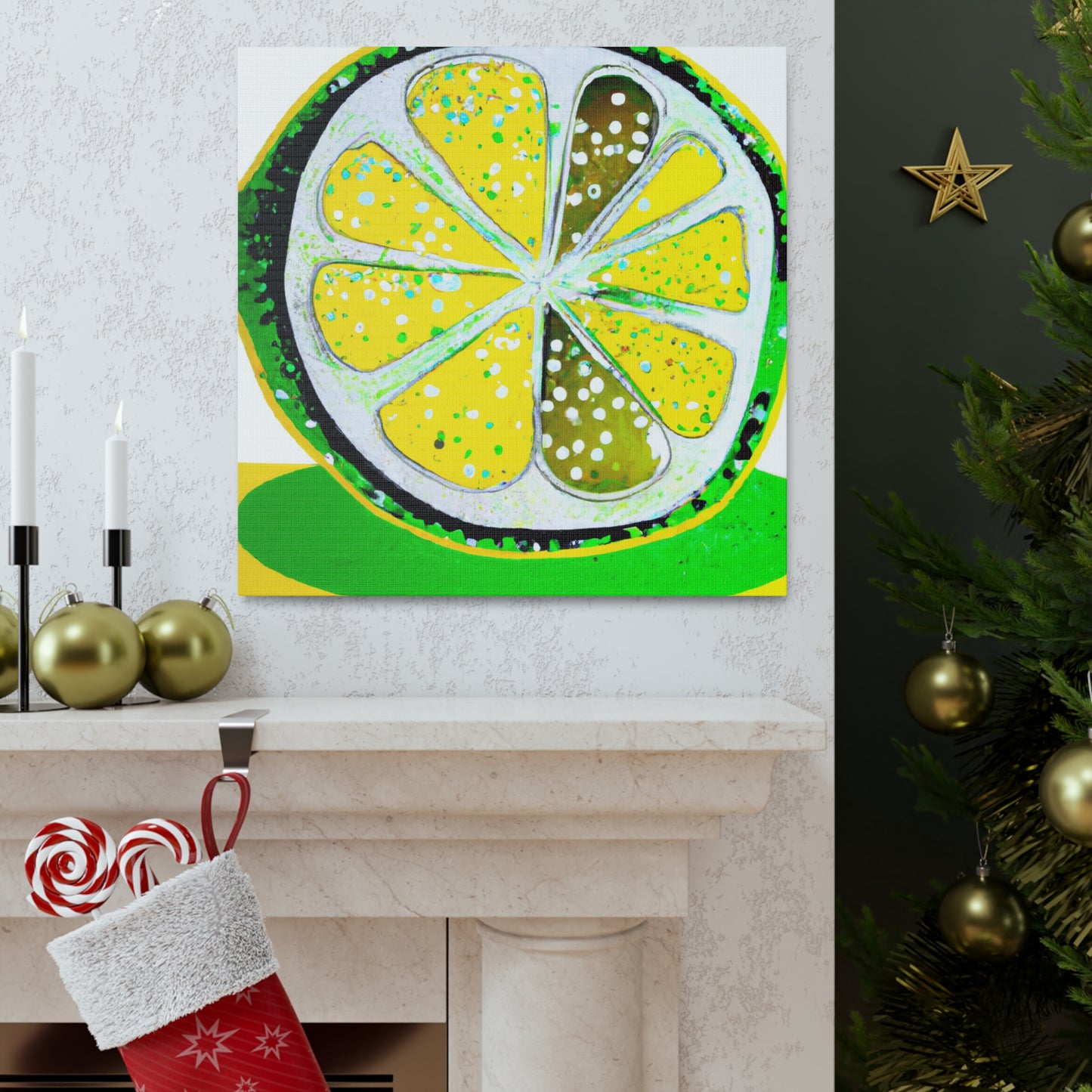 Lemon Folk Art Painting - Canvas