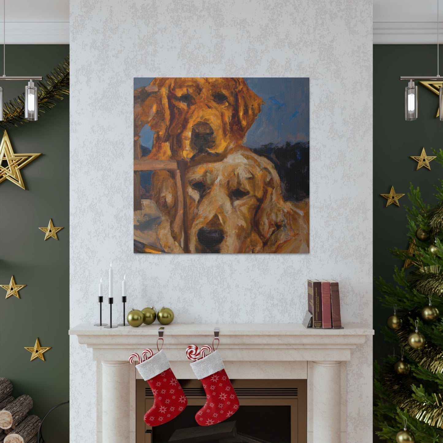 "Golden Retriever Wonderland" - Canvas