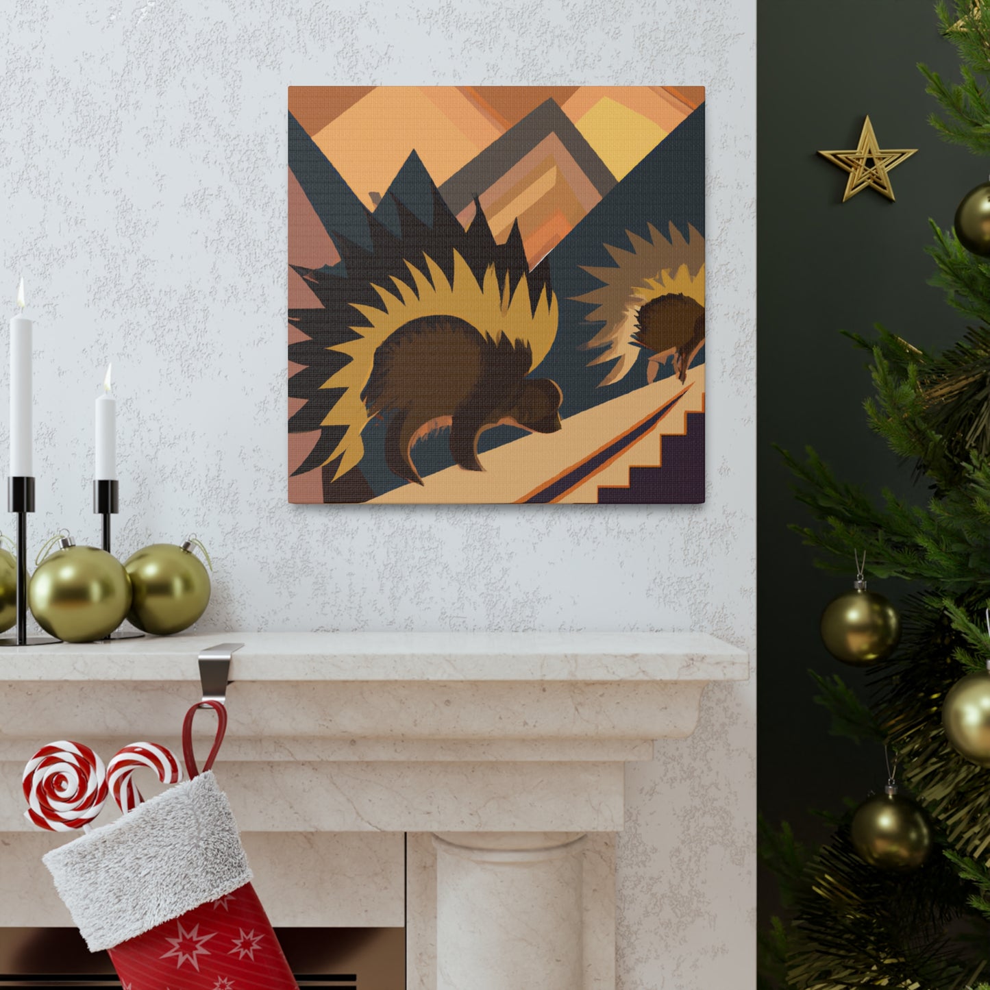 Porcupine in Art Deco - Canvas