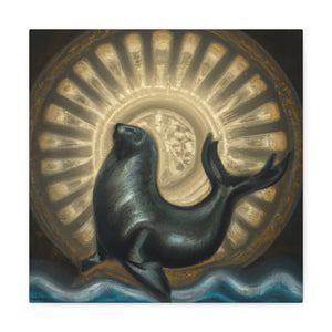 "Seal at Sunrise - Deco" - Canvas