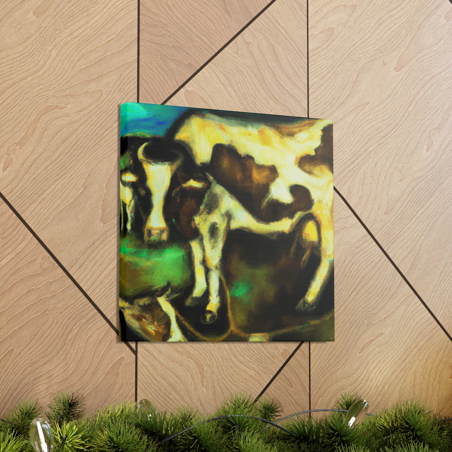 Cow in Cosmic Sky - Canvas