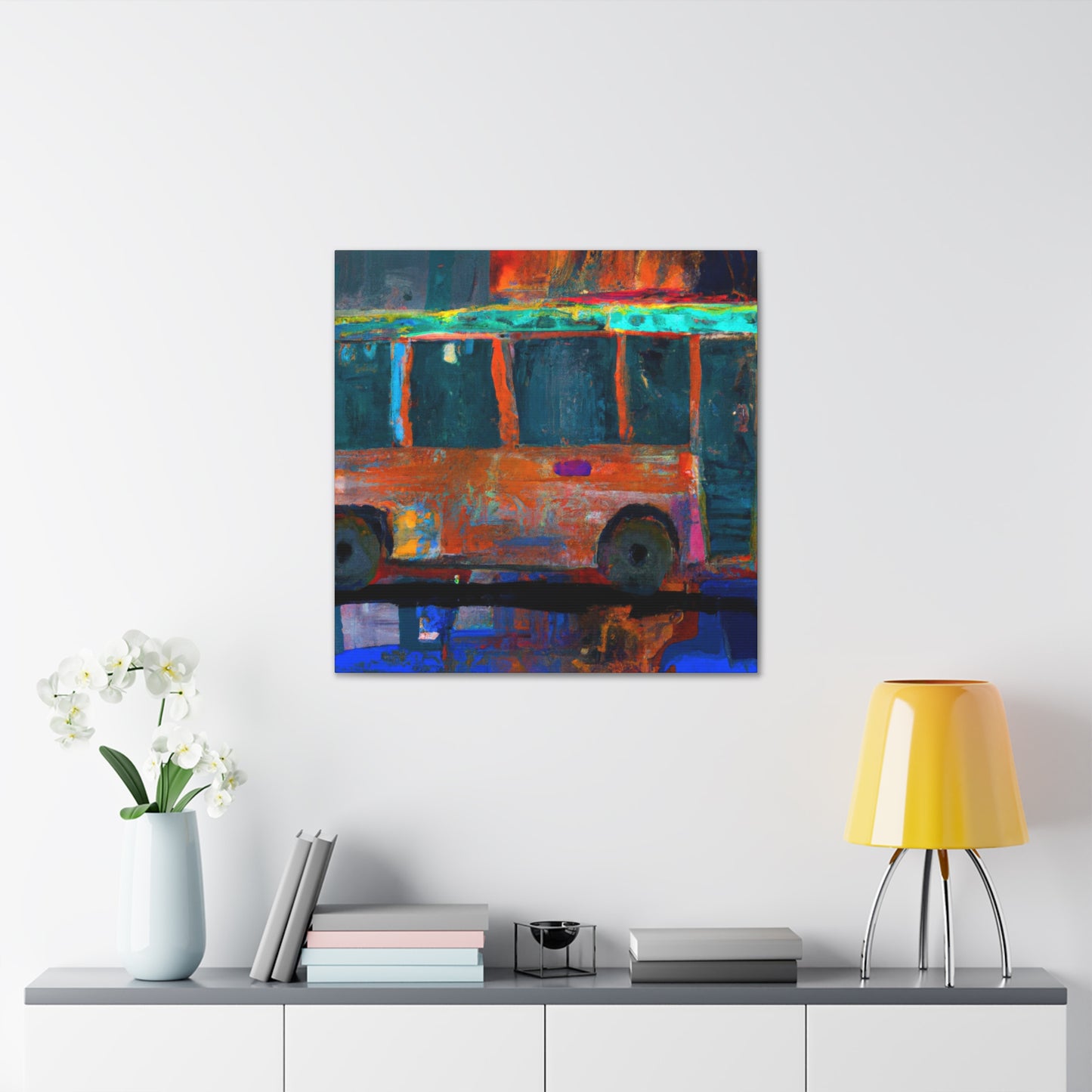 Bus in Blurple Colors - Canvas