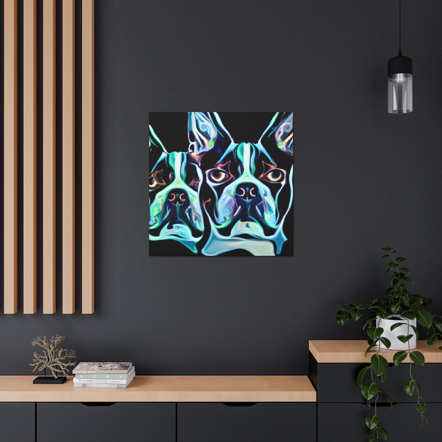 "Boston Terrier Bouquet" - Canvas