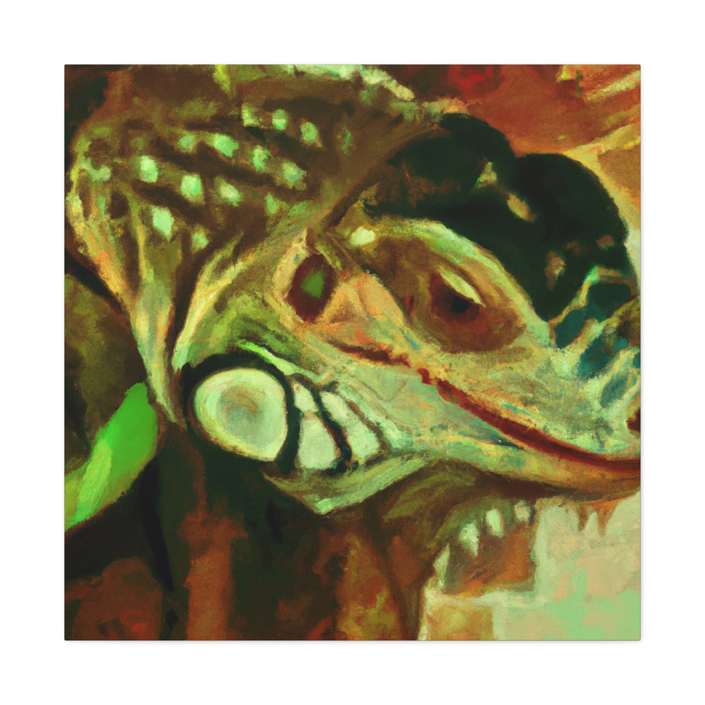 "Green Iguana Solitude" - Canvas