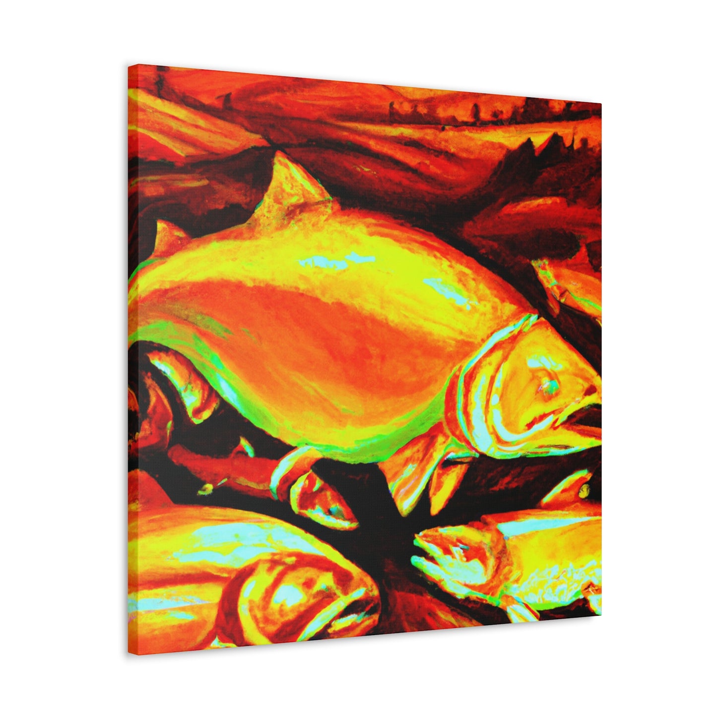 "Salmon in Moonlight Glow" - Canvas