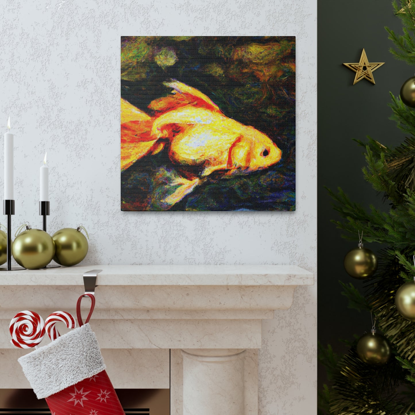 "Gilded Goldfish Glowing". - Canvas