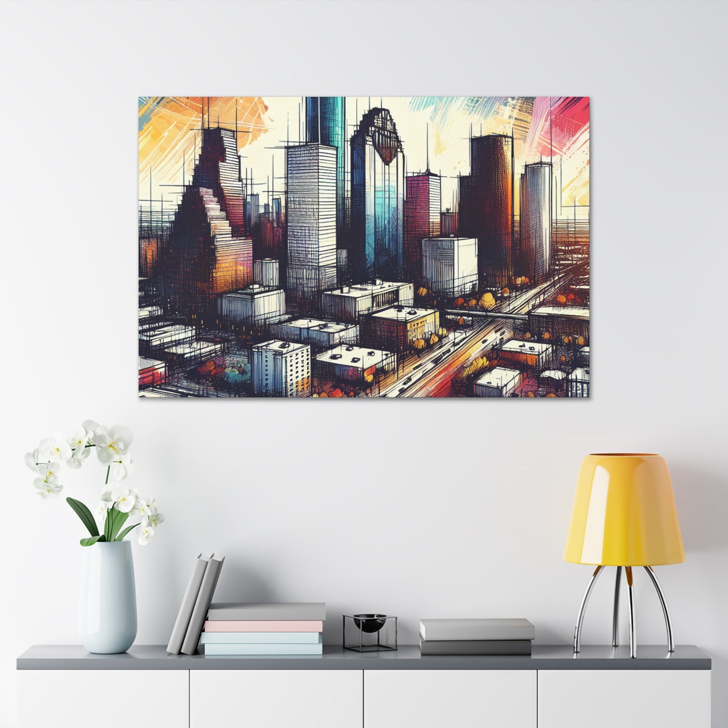 "Urban Luminosity: Houston's Vibes" - Canvas