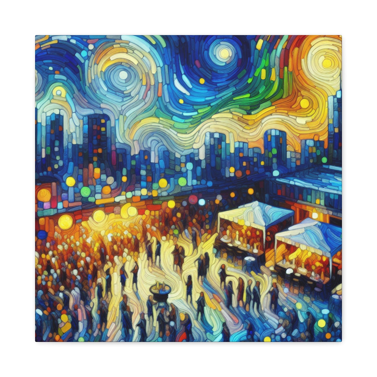 "Vibrant Rooftop Revelry" - Canvas