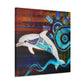 "Dolphins in Wild Waves" - Canvas