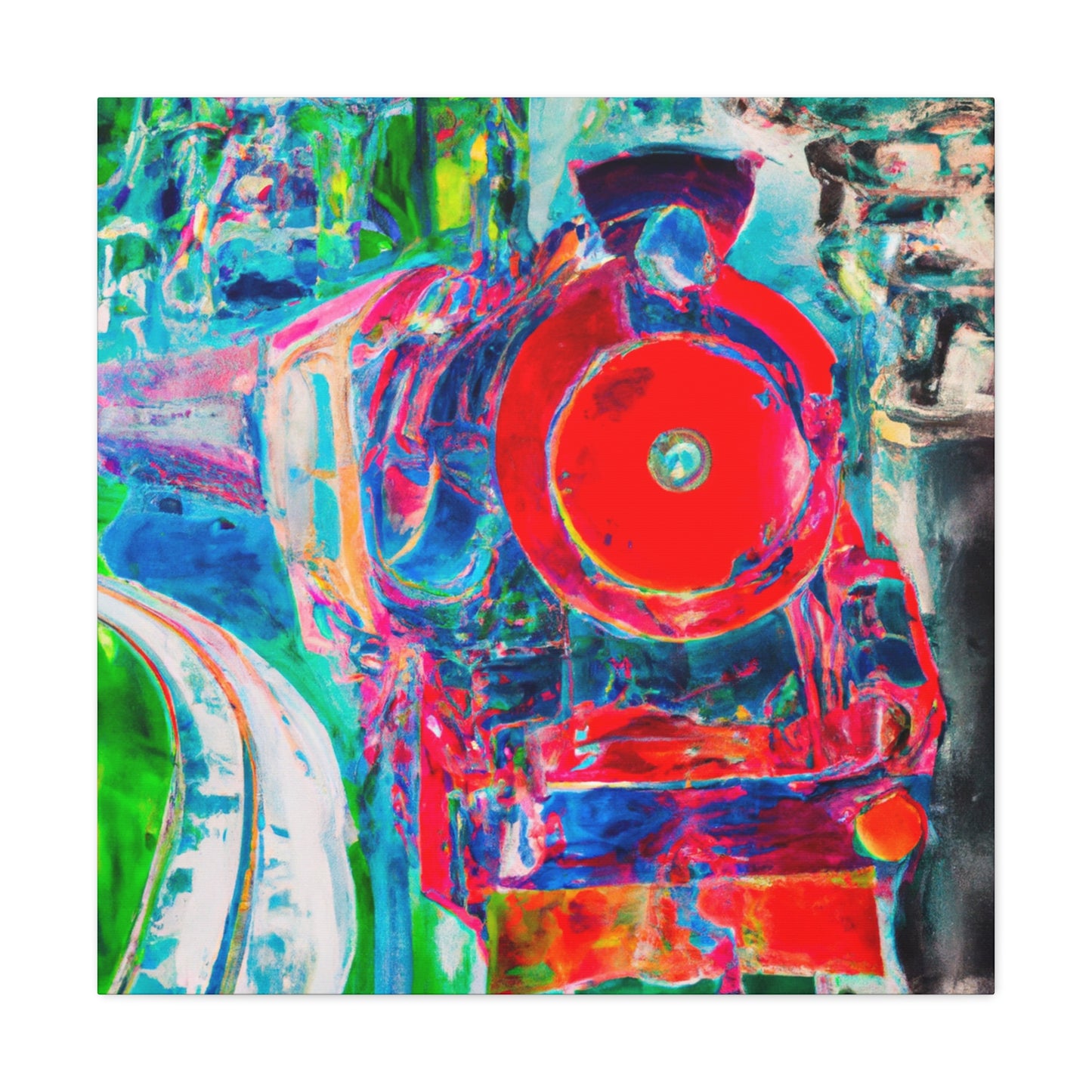 "Train Over Station Fields" - Canvas