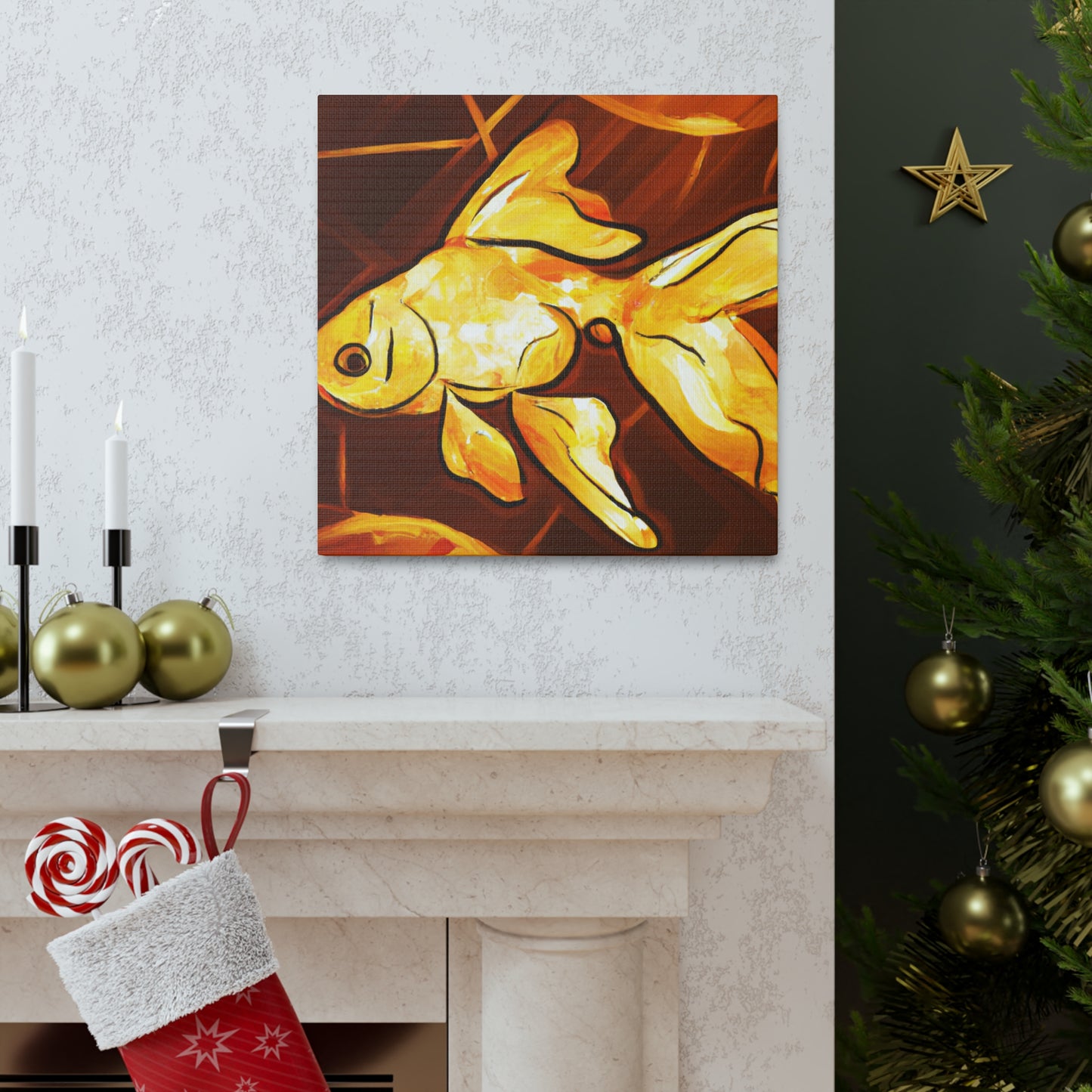 "Golden Glimmer of Goldfish" - Canvas