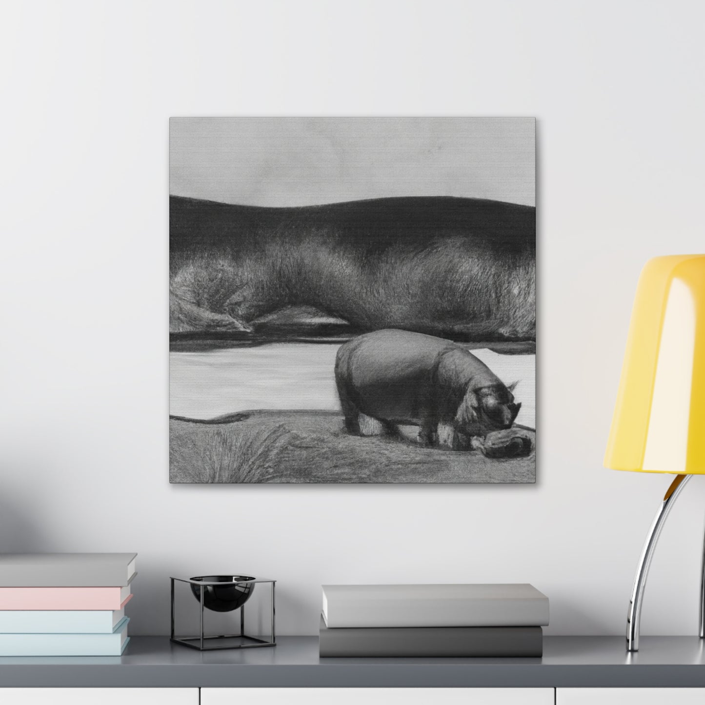 Hippo in the River - Canvas