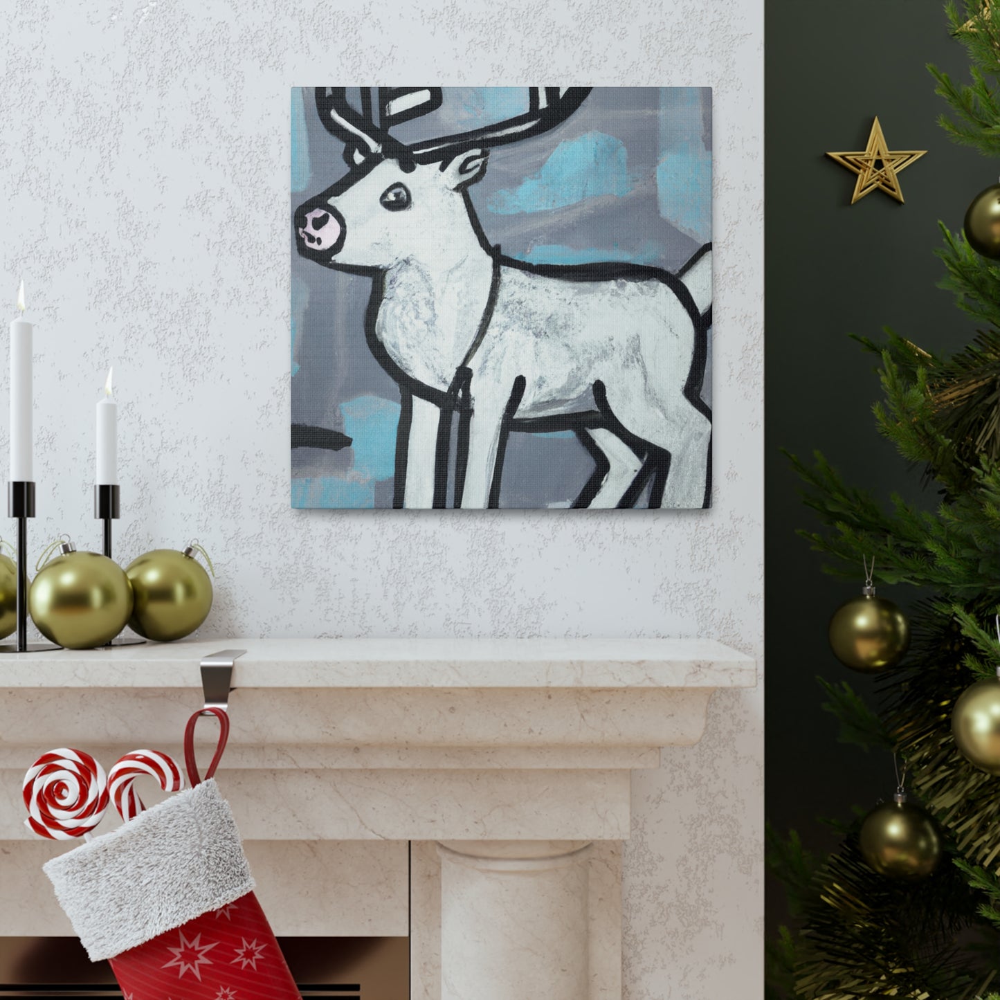 "Reindeer Winter Mural" - Canvas