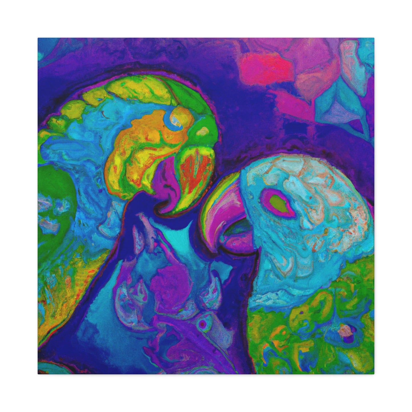 "Lovebirds in Fauvist Hues" - Canvas