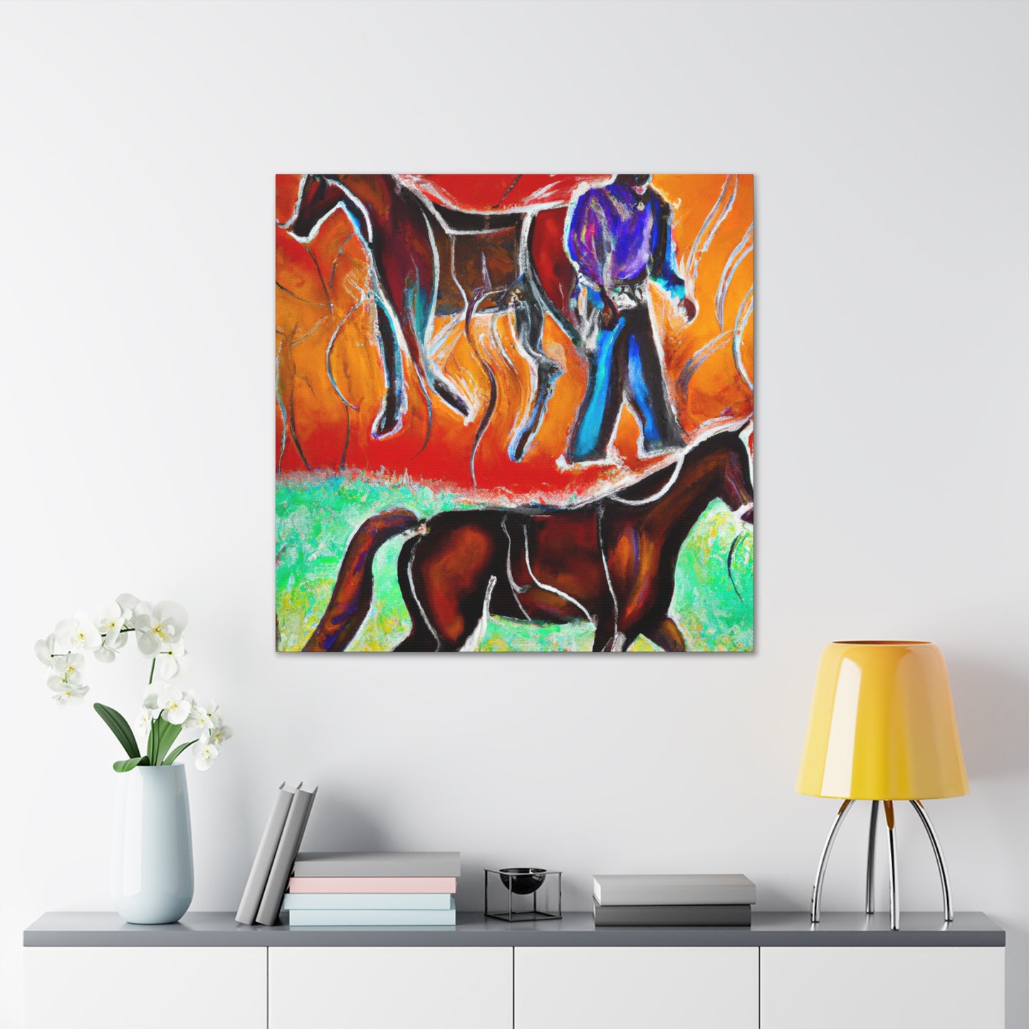 Horses in Autumn Pasture - Canvas