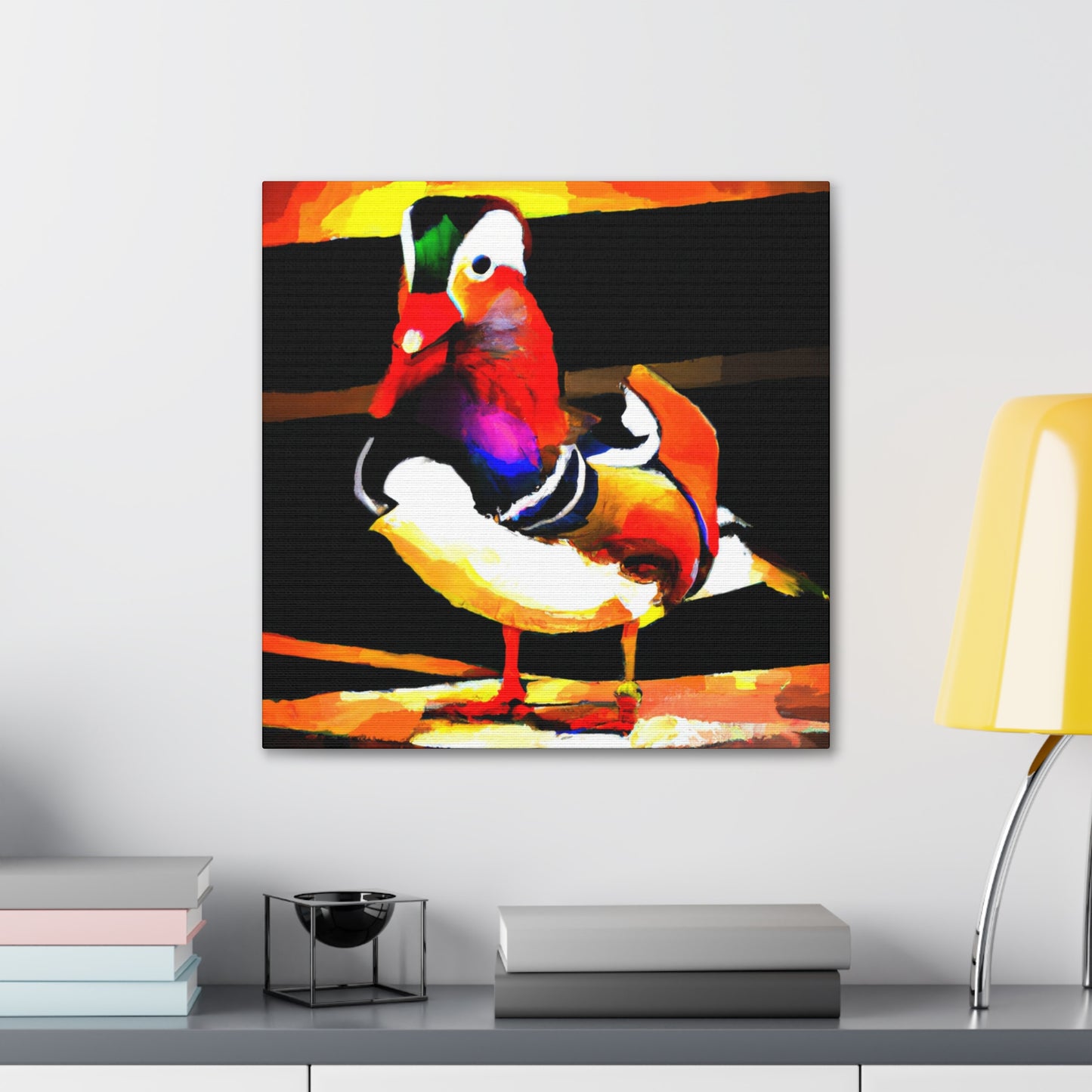 "Mandarin Duck Mural Majesty" - Canvas