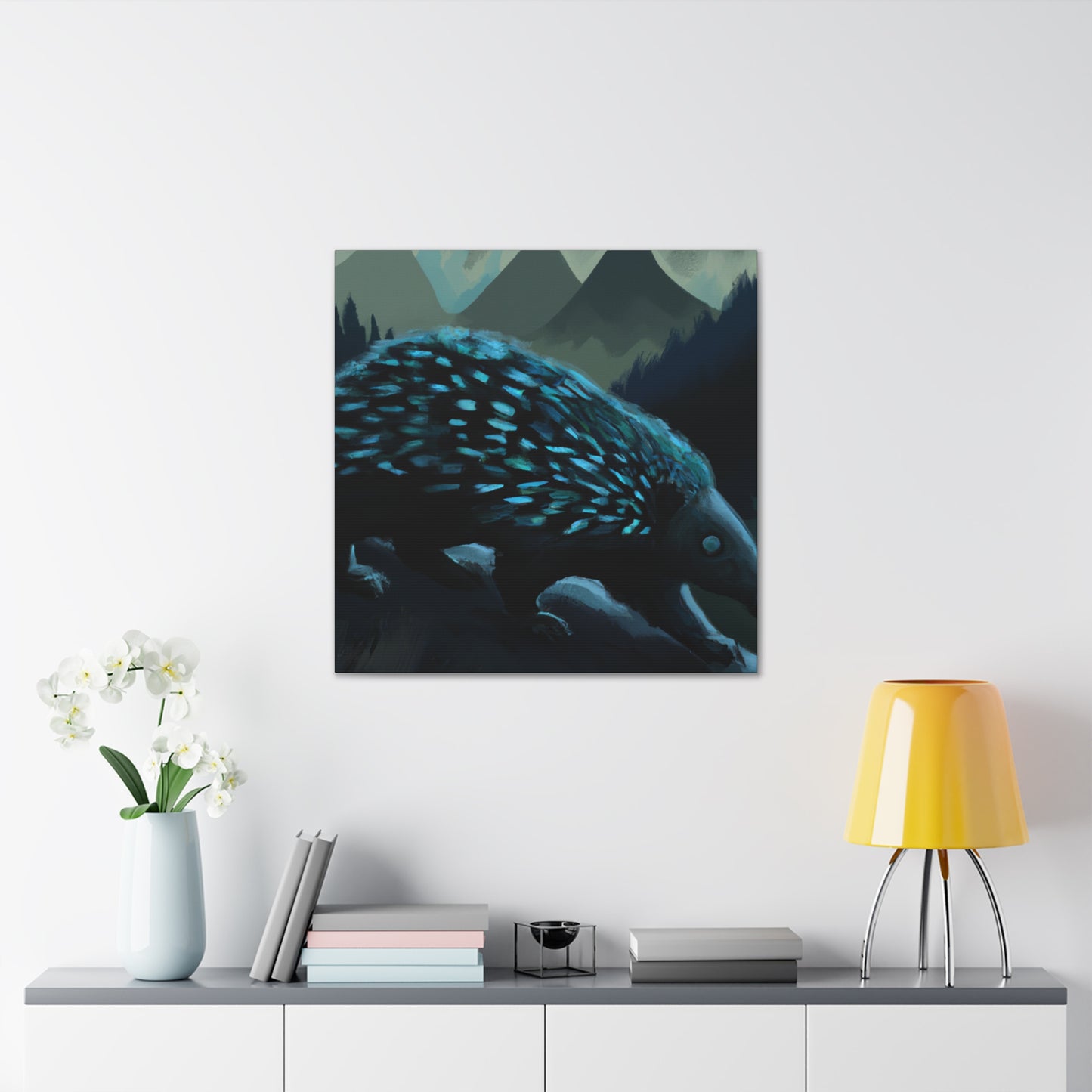 Porcupine in Moonlight. - Canvas