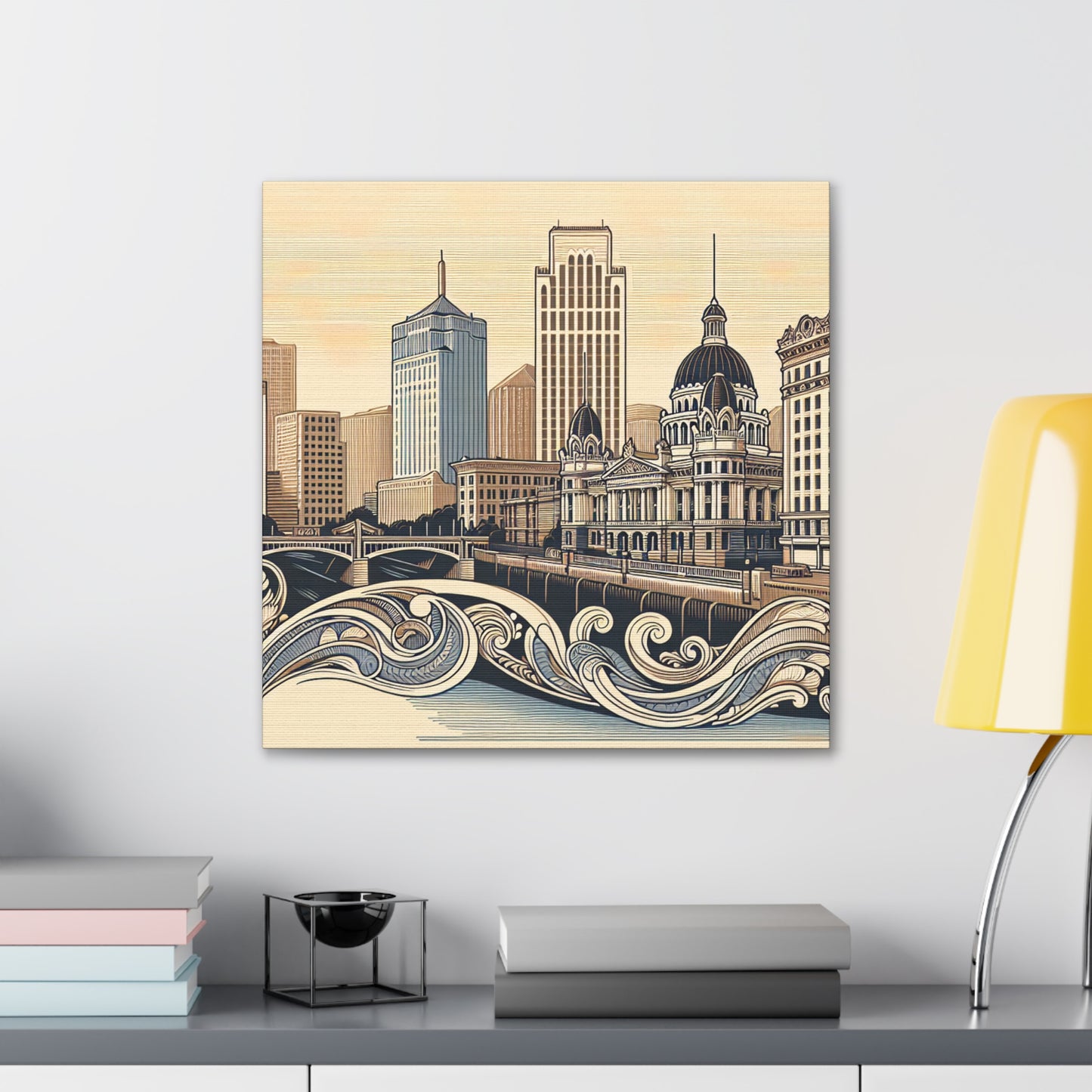 "Golden City Serenade" - Canvas