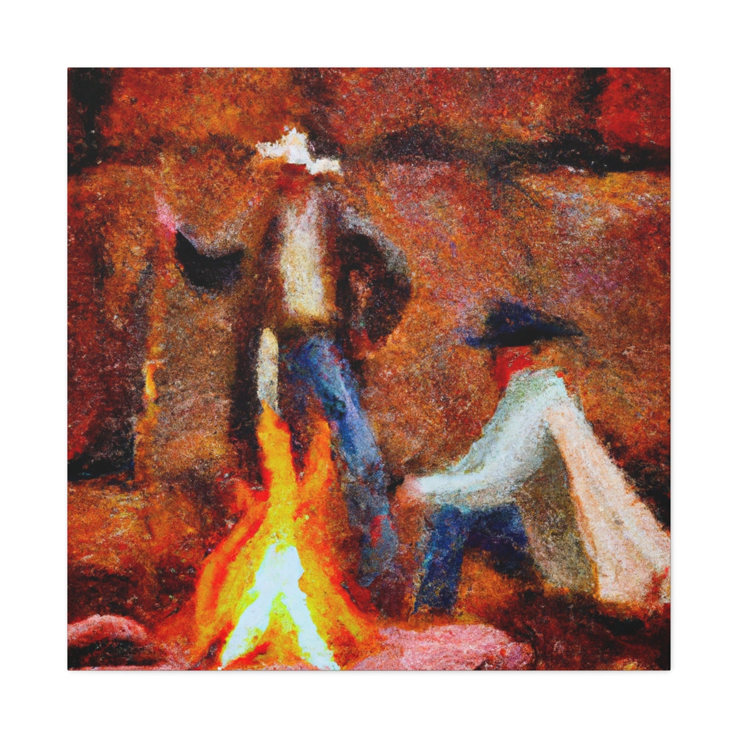 "Campfire Night Impressionism" - Canvas