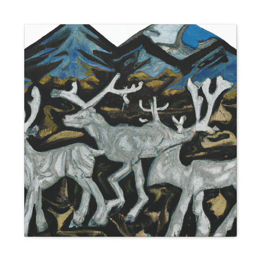 "Deer in Moonlight Scene" - Canvas