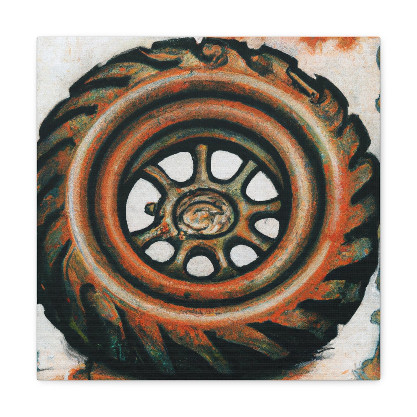 "Tractor Tire Triumphant" - Canvas