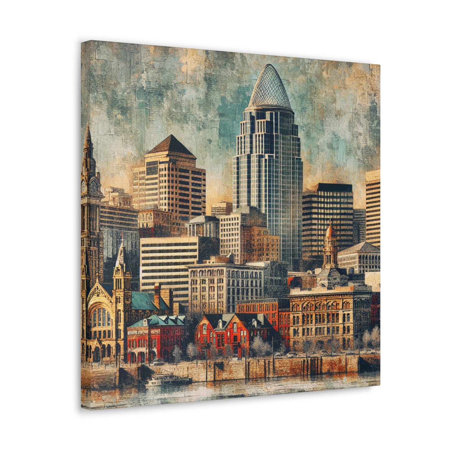 Cincy: Vibrant Urban Mosaic - Canvas