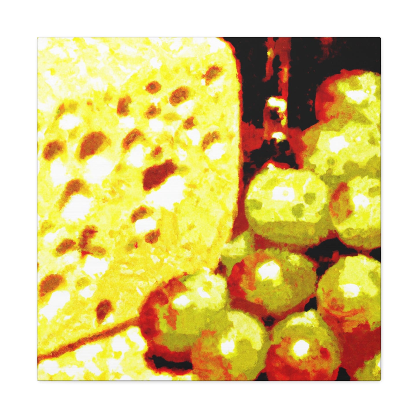 Cheese and Grapes Pointillism - Canvas