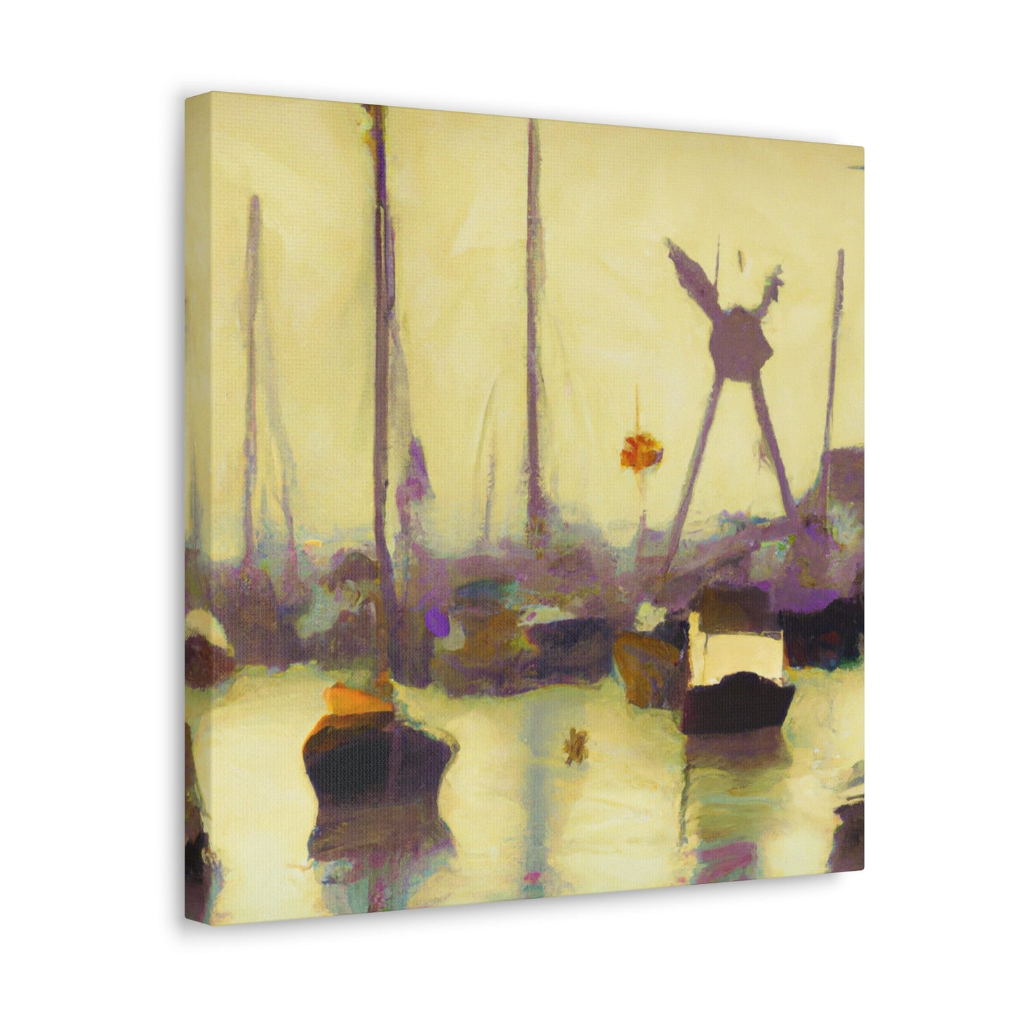 "Harbor at Sunrise Scene" - Canvas