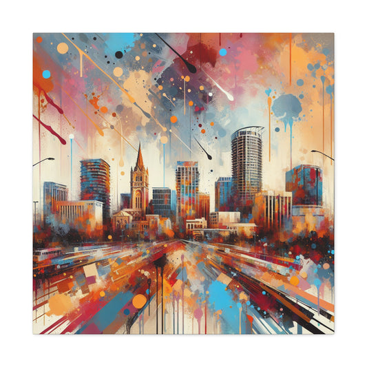 "Enchanted City's Vibrant Mosaic" - Canvas