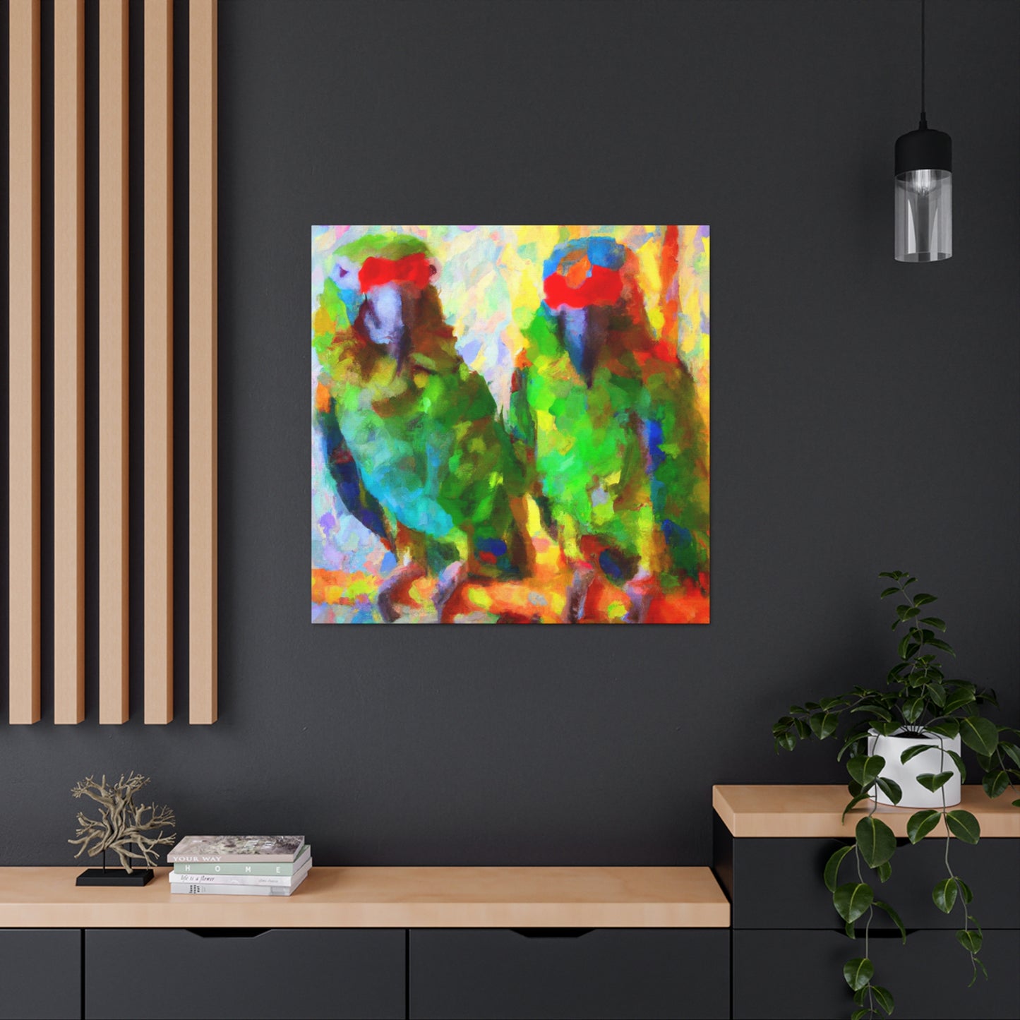 "Senegal Parrots in Bloom" - Canvas