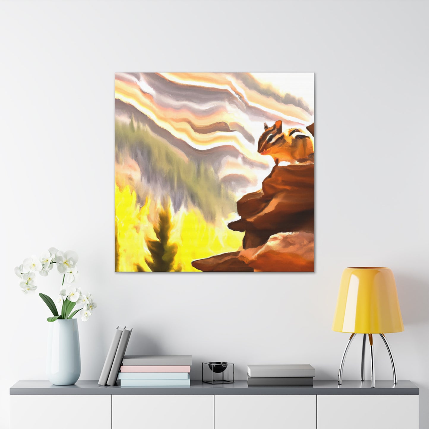 Chipmunk's Gathering Beauty - Canvas