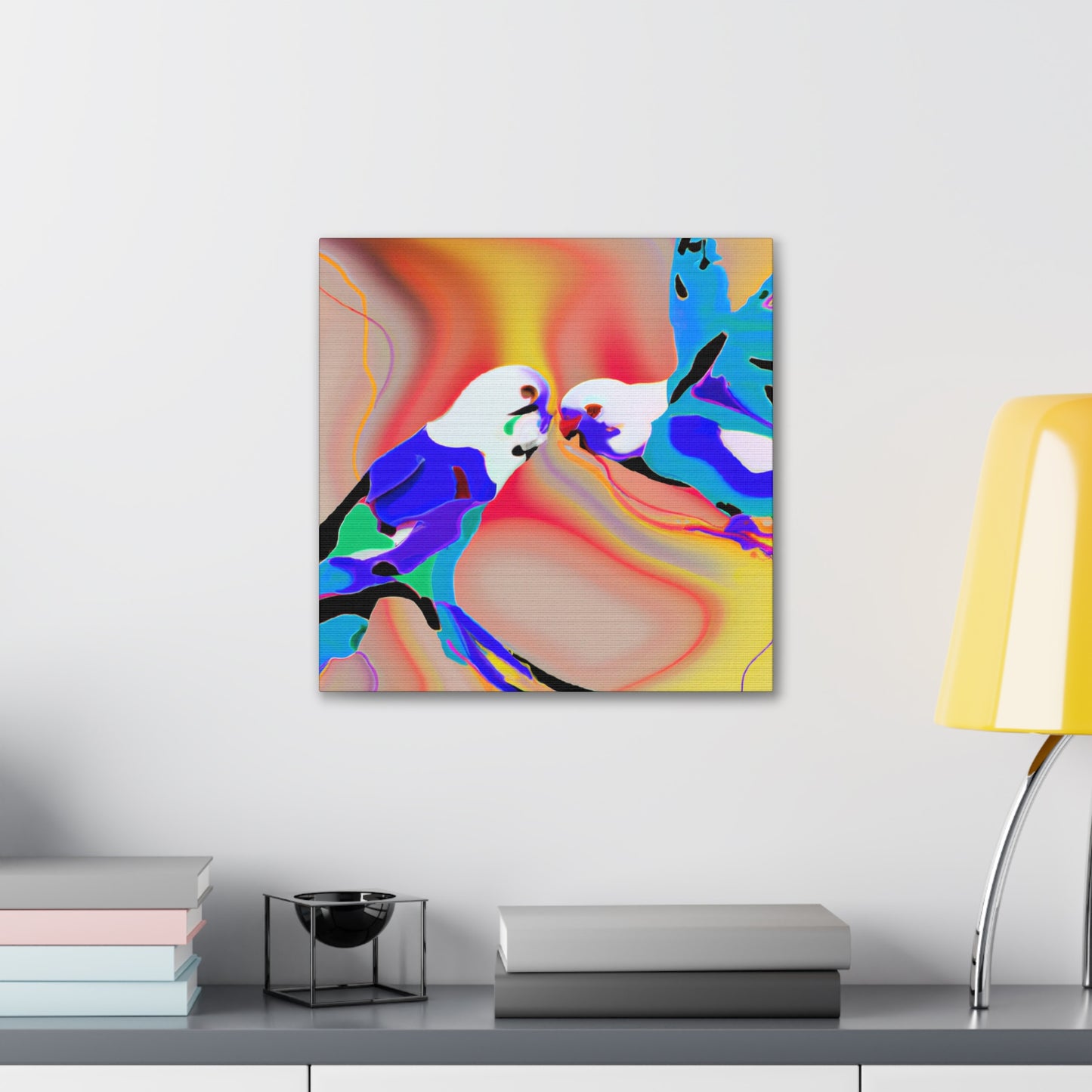 Parakeets in Flight. - Canvas