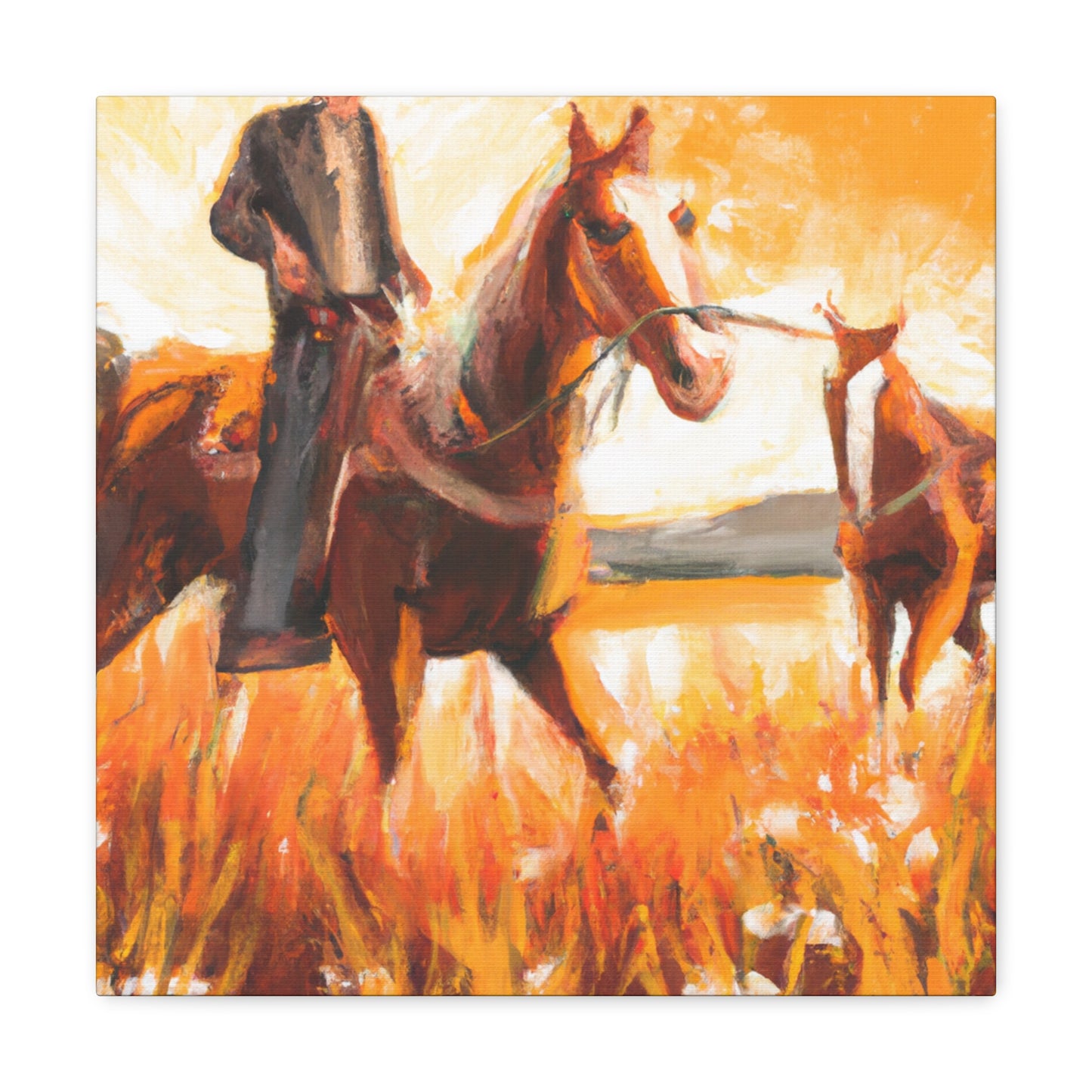 Wild Horses Grazing - Canvas