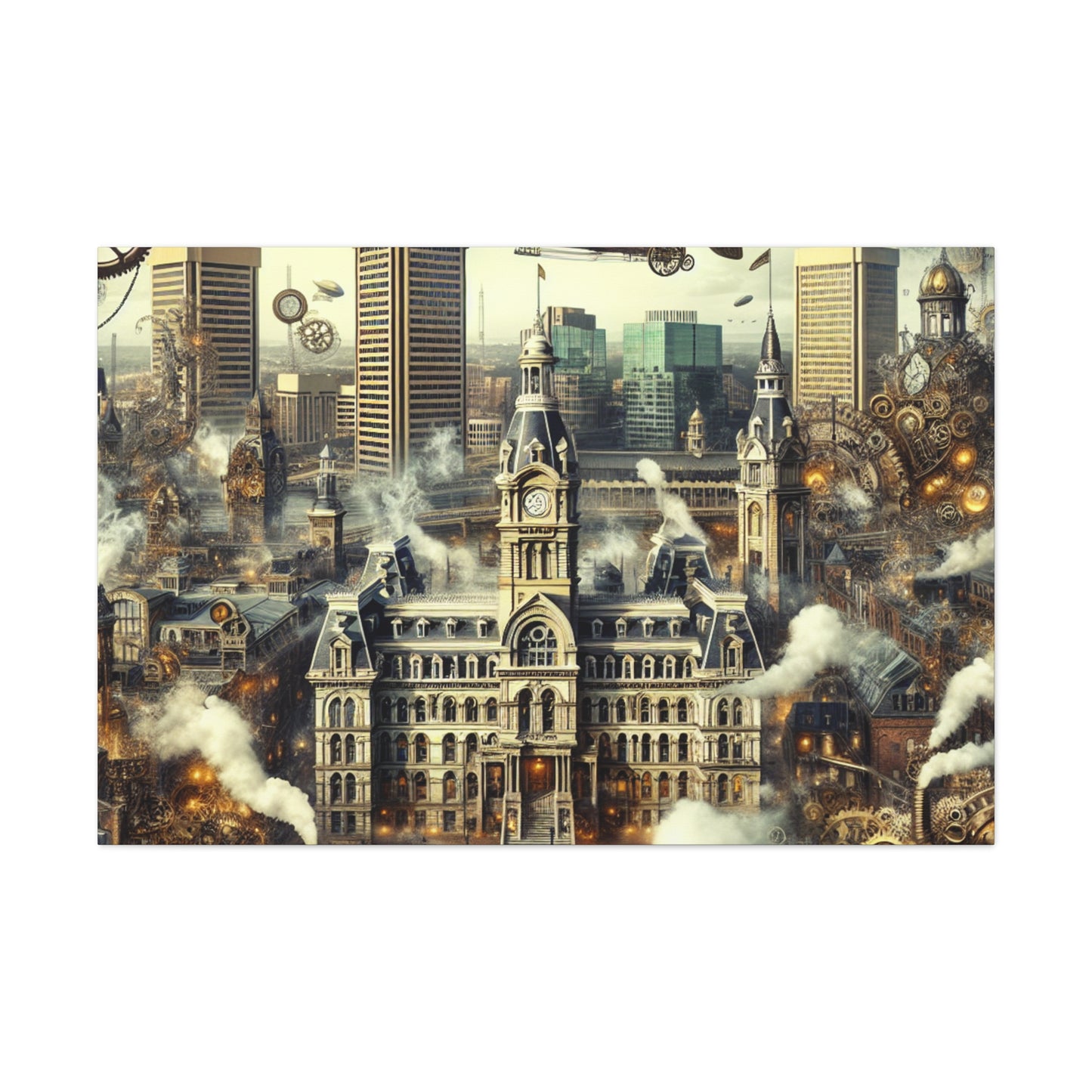 "Steam City Secrets Unfold" - Canvas